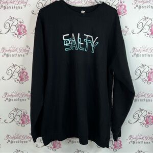 Sweater pull over Black 'Salty' anchor roses top Graphic Sweatshirt
